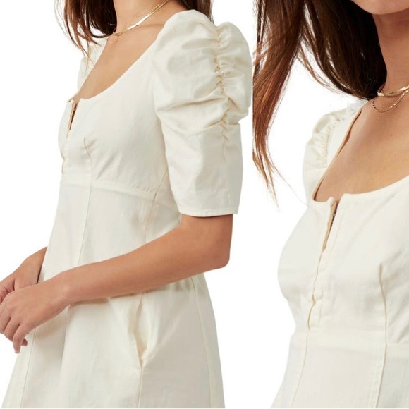 Free People Cheyenne Denim Mini in Ivory With Pockets, New, Revolve - Picture 8 of 8